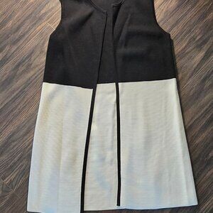 TALBOTS 70s/Mod Style Sleeveless Cardigan Vest Black/White Color Block NWOT/XS